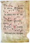 MANUSCRIPT LEAF NATIVITY OF THE BLESSED VIRGIN MARY. Vellum leaf from Latin antiphonary with historiated initial H. Bologna, 14th ct.